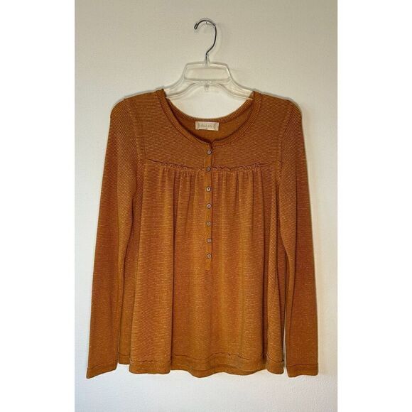 Altar’d State women’s long sleeve terra cotta 1/4 button top size Small #29-1205 - Picture 1 of 4
